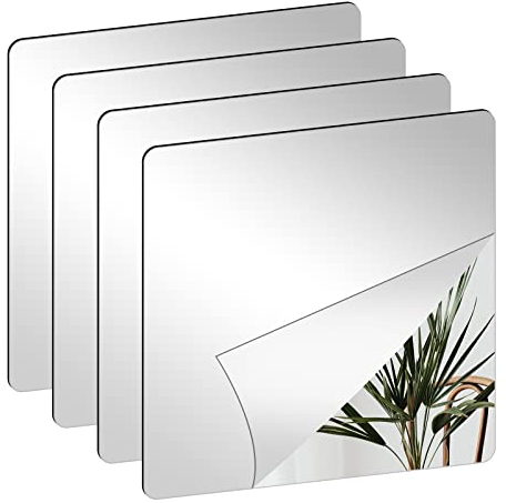 Nizirioo Espejo adhesivo para armario, pegatinas para espejo para pegar en armario, para baño, dormitorio y sala de estar, cuadrati decorativi espejo de pared