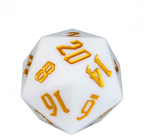 Poludie D20 dadi singoli 55 mm, dadi DND a 20 lati, giganti D20 D&D poliedrici D20 grandi D20 per dungeons and Dragons, RPG, MTG giochi da tavolo (bianco)