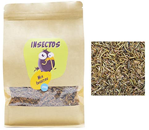 FINCA CASAREJO Mix de Insectos Deshidratados para Aves 250g – Alimento complementario – Proteínas para Reptiles, Aves y Peces de Estanque