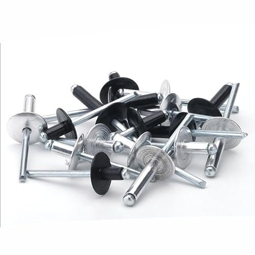 Aluminium-Großflansch-Pop-Open-Hohlblindnieten, großes Kappenblatt, selbststeckende Niete, Dekoration, Zugnagel, Rebite-13 mm, 50 Stück (M3,2 schwarz)