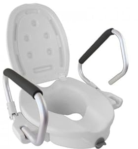 Sanitec - Elevador WC Adulto con Reposabrazos (15 cm de altura), Alzador WC Adulto con Asas, Elevador WC con Tapa, Asiento Elevador WC, Adaptador WC Mayores, Elevador WC, Elevador Inodoro, Blanco.