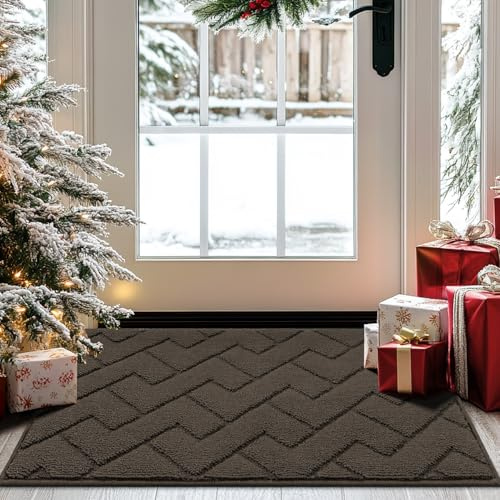Biscpro Felpudo Entrada Casa, 50 x 80 cm Absorbente y Impermeable, Alfombrilla Antideslizante para Atrapar Lluvia, Lavable, Exterior, Pasillo, Cocina