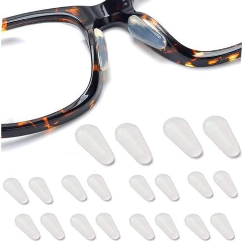 RabbFit 10 Paare Silikon Nasenpad Antirutsch Klebend Pad, 1mm für Brillen und Sonnenbrillen, rutschfeste Selbstklebende Nasenpads, Klar