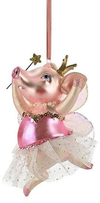 Christbaumanhänger Schweinchen Ballerina Glas Höhe 12,6 cm