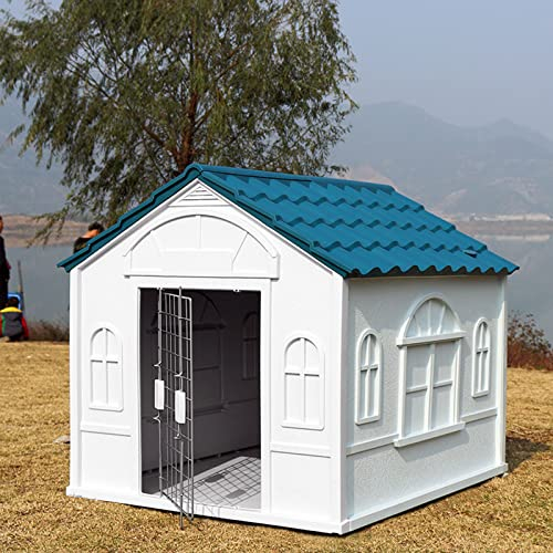 PRUJOY Hundehütte, Hundekäfig im Freien, großer Hund, Kunststoff-Zwinger, warme Hundehütte, regendicht, Hundekäfig, Haustiernest, Villa im Freien (85 * 98 * 82cm)