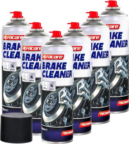 Alfacare Bremsenreiniger Spray für Auto, schnell wirkender Entfetter & Schutz für Bremsen, Kupplung, Motorteile.Verlängert die Bremsenlebensdauer & verbessert die Leistung. 500ml Dosen. - 6pack