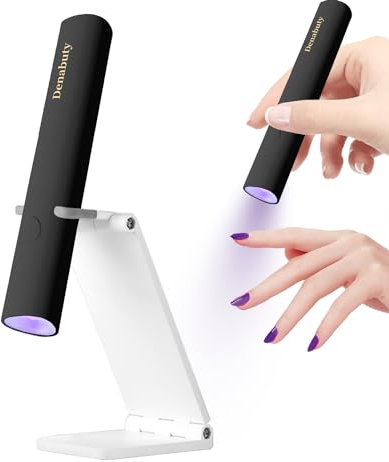 Denabuty UV Lampe für Gelnägel, Mini U V LED Lampe für Nägel Wiederaufladbar mit Ständer Tragbare Kleine UV Nagellampe für Gel Nagellack, zum Aushärten von Nagelkleber & Nail Tips Schwarz