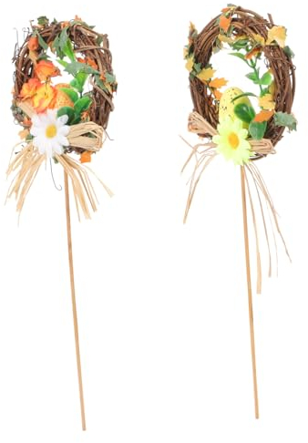 VINTORKY 2st Osterdekoration Zweig Kranz Osterei-blumenarrangement Zarter Kranz Tür-Fenster-anhänger Ostern Selber Machen Kranz Blumengeschenk Osterparty Künstlich Plastik Strauß Kind