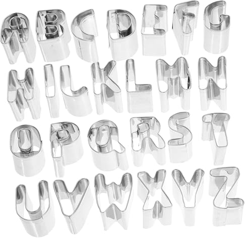 Amosfun Cortadores De Galletas De Acero Inoxidable Letras Alfabeto Para Hornear Galletas Diy y Hacer Moldes Reutilizables