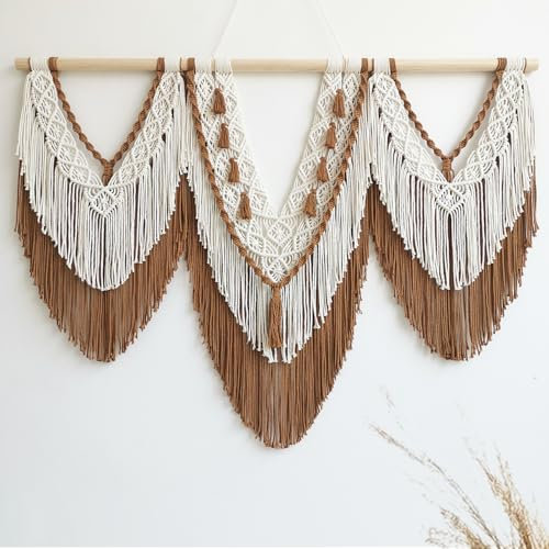 Tapiz de macramé grande para colgar en la pared, tapiz bohemio de macramé, decoración de pared, elegante, bohemio, hecho a mano, para decoración del hogar, dormitorio, sala de estar, apartamento,