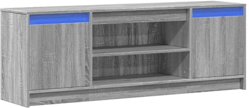 vidaXL TV Cabinet with LED Grey Sonoma 139.5x34x50 cm Engineered Wood