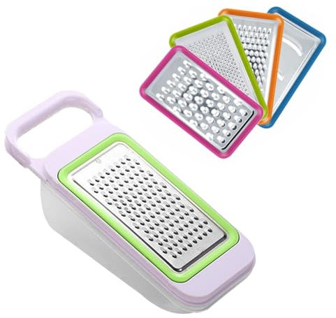 4 in 1 Vegetable Grater Sets, Graters for Kitchen, with Grater, Zester, and Vegetable Shredder, Stainless Steel and Plastic Design with Container and Lid