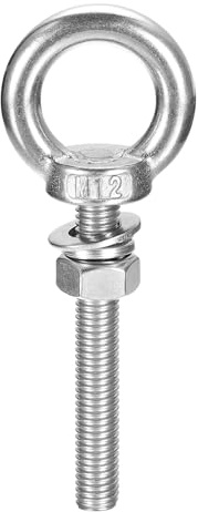 sourcing map Lifting Eye Bolt,1 Set M12x70mm Eye Bolt w Nut Washer | 304 Stainless Steel,Shoulder Lifting Ring Eye Bolt for Hanging Item