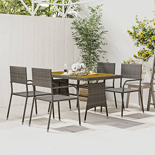 AKNGFO 5-teiliges Terrassen-ESS-Set aus Poly Rattan, grau, Bistro-Set, Bistro-Esstisch und Gartenstühle, Terrassen-/Hof-Gartenmöbel-Set, Typ2