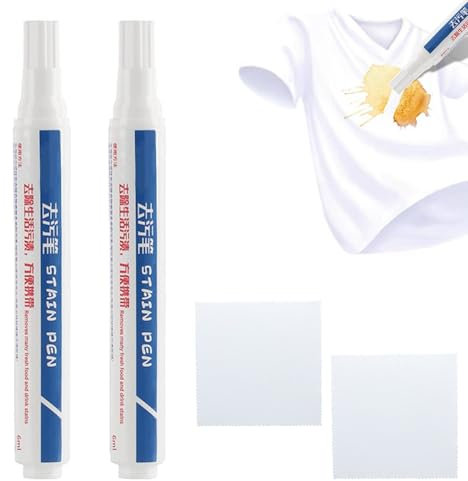Instant Fleckenentferner Stift Stain Remover Pen Fleckenentferner für Kleidung 2 PCS Bleach Pen Stoff Fleckenentferner Tragbarer Bleichstift für Kleidung Daunenjacken Fleckenstift mit Reinigungstuch