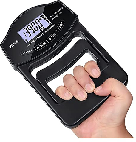 Dinamometro, Tester di forza della presa 396Lbs/180Kg Dinamometro a mano digitale Misuratore di forza della presa Dinamometro a mano con schermo LCD USB