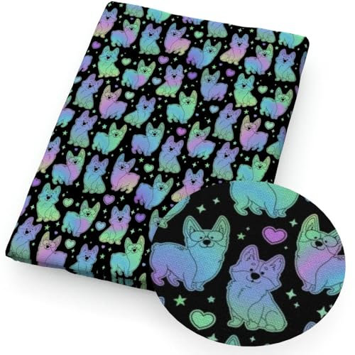 Optxzn 50 * 145 cm Corgi Hund Bedruckter Polyester-Baumwollstoff für Gewebe Nähen Quiltstoffe Handarbeitsmaterial DIY Handarbeit