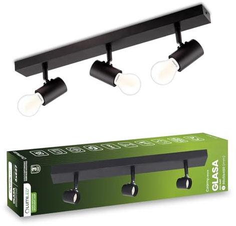 Lumiled Deckenleuchte Deckenspot Deckenstrahler 3-flammiger Spot in mattschwarzer Farbe Spotlampe für Decke Deckenlampe Spots Downlight Drehbar 3x E27 max.12 W IP20, Fassung 230V ohne Leuchtmittel