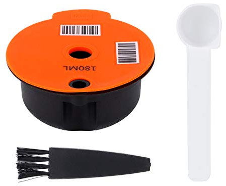 Reusable Coffee Filter Cup for Coffee Capsule Machine, Coffee Percolator Compatible, Refillable Coffee Filter with Spoon and Brush, Coffee Accessories (180ML)
