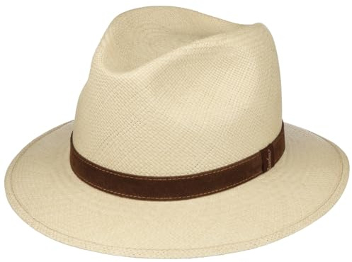 Borsalino Classic Traveller Panamahatt Herrar - Made in Italy solhatt Panamastråhatt sommarhatt med läderband Vår-sommar Sommar - 60 cm natur-brun