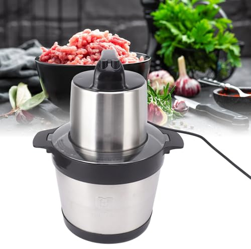 Procesador de alimentos, mezclador de carne de cocina de 6 L, mini picador de verduras, molinillo de alimentos con cuenco de acero inoxidable, ideal para carne, verduras, frutas y frutos secos