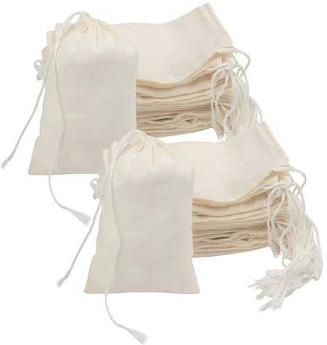 Baumwolle Kleine Beutel mit Kordelzug 12 Stück - Baumwollsäckchen 10 x 15cm - Geschenktüten Baumwoll Säckchen Klein - Baumwollbeutel für Schmuck, Hochzeit, Weihnachten