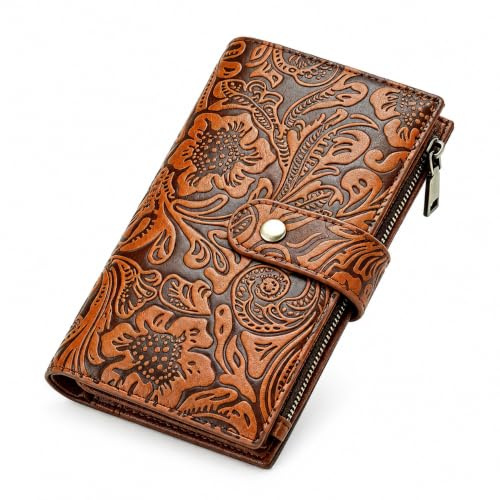 GOIACII Portefeuille pour Femme Cuir Moyen Porte Monnaie RFID Blocage Vintage Court Portefeuilles