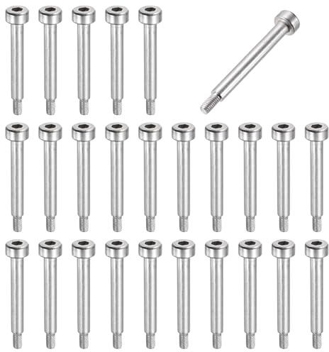 sourcing map Lot de 26 boulons à épaulement en acier inoxydable 304 de 4 mm de diamètre d'épaule de 25 mm de longueur d'épaule M3 x 0,5, boulons à douille hexagonale pour machines de moulage par