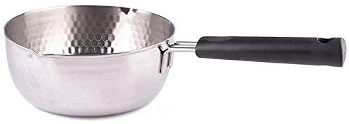 KRXSOBNV, Casserole Traditionnelle Japonaise antiadhésive en Acier Inoxydable 430, poêle à Lait, friteuse de Type Profond avec poignée Isolante antidérapante,Seau en Acier Inoxydable(18cm/7in)