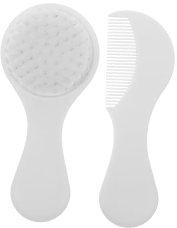 Abaodam 2pcs Baby Brush and Comb Set, Soft Bristles Plastic Grooming Kit for Newborn Hair and Scalp, Cradle Cap Removal, Gentle Massage for Girl