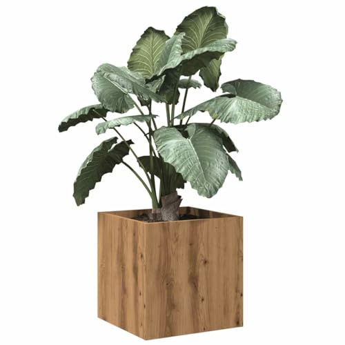 QJBSAVVA Fioriera da Esterno 40x40x40 cm Legno Multistrato Rovere Artigianale, Vaso per Orto Rialzato Grande, Cassone per Piante da Balcone Giardino