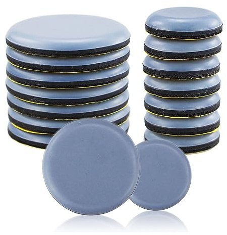 16 Pezzi 25mm e 50mm Rotondi Feltrini autoadesivi mobili in PTFE,Teflon Rotondi Autoadesivi Cursori Mobili,Spostare Mobili Pesanti e Proteggere Pavimenti in Legno,per spostare
