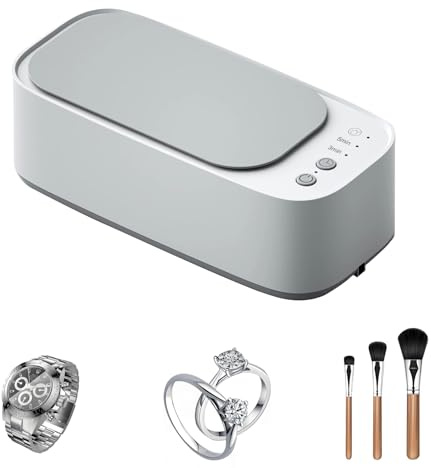 Limpiador ultrasónico de joyas, máquina de limpieza ultrasónica de 45000 Hz con 3 temporizadores digitales, limpiador sónico de operación de un solo toque para gafas, anillo de joyería