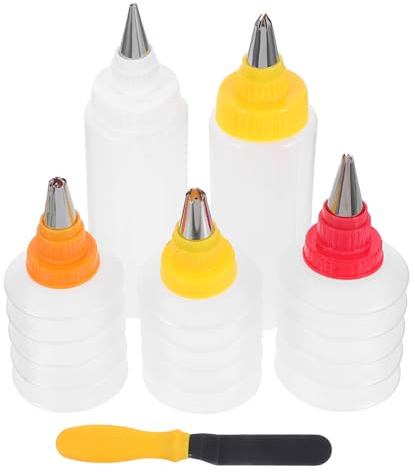 VALICLUD 6 Botellas Exprimibles para Glaseado de Pasteles y Galletas Utensilios Transparentes para Decorar Postres Set de 6 Piezas Multicolor Accesorio Práctico para Repostería Casera
