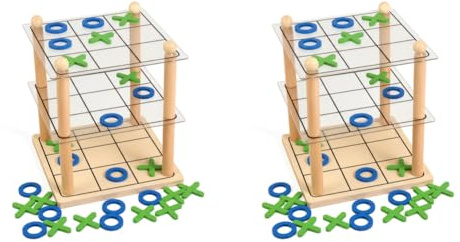Jeu de société en Bois Tic Tac Toe Connect 3 Couches, Jeu de stratégie 3D pour Enfants et Adultes
