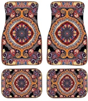 Tapis De Sol Antiques Orientaux Turcs Et Persans 4 Pièces pour Sièges Avant Arrière Résistant Dos Caoutchouc Robuste(B-1Set)