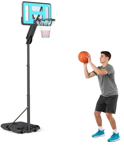 SPORTNOW Panier de Basket extérieur Hauteur réglable 146-236 cm Panier de Basket sur Pied à roulettes avec Base Stable remplissable d'eau ou de Sable pour Juniors et Adultes, Noir