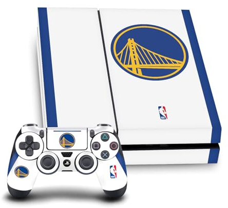 Head Case Designs Officially Licensed NBA White Design Golden State Warriors Logo Vinyl Sticker Gaming Skin Decal Cover Compatible With Sony PlayStation 4 PS4 Console and DualShock 4 Controller Bundle