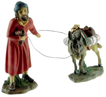 Grupo Arte Pesebre - Grupo Pastor con burra de Resina, 11 cm