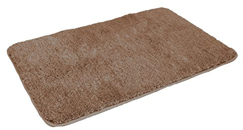 Kinzler J-10007/52 hochwertige Mikrofaser Badematte Uni, 70x120 cm, flusenfrei, pflegeleicht, braun
