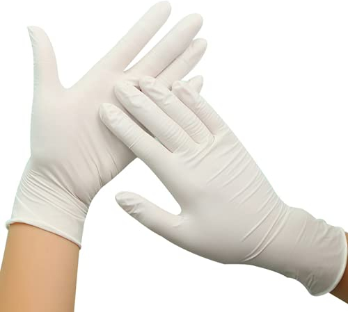 100 x Latex Disposable Gloves Multi Purpose Medical Examination Garage Single Use Glove Powdered Medium 9 cm palm width
