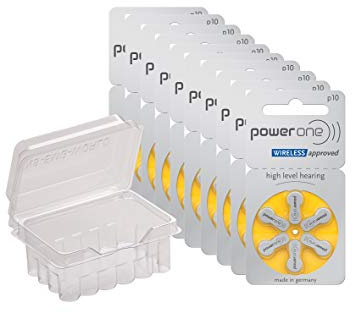 Powerone Typ 10 Hörgerätebatterien – 60 Stück Big Box Pack | PR70 Zinc Air | Extra langlebig, quecksilberfrei, kompatibel mit Oticon, Phonak, Siemens