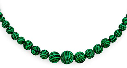 Elegante Semplice Palla Di Perline Rotonde Graduate Di Base Della Collana Di Filo Di Malachite Verde Simulazione Gioielli Occidentali Per Le Donne Chiusura Placcata In Argento 16-18 Pollici