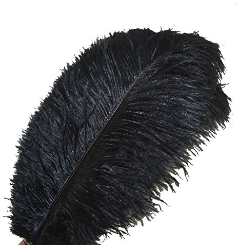 Sowder 10pcs Strauß-Federn 12-14inch (30-35cm) für Haupthochzeits-Dekoration (Schwarzes)