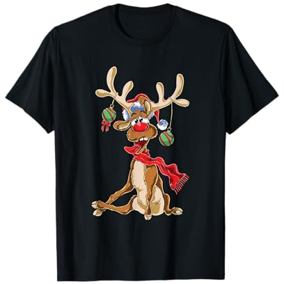 Lustiges Rentier Weihnachten - Christmas Geweih Kurzarm T-Shirt