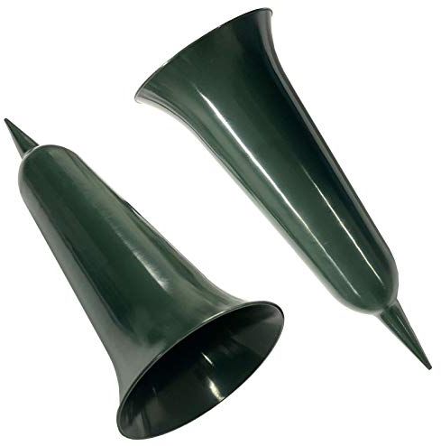 HAC24 2er Set Grabvase Kunststoff Grabschmuck Friedhofsvase mit Erdspieß Friedhof Blumenvase Grabdekoration Grab Vase Grabsteckvase