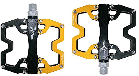 Composite Flatpedale,Mountainbike-Pedal Aluminiumlegierung Pedal Fahrradpedal Fahrradzubehör-Gelb