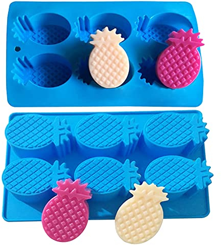 WonDerfulC Lot de 2 moules en silicone en forme d'ananas 3D pour savon, chocolat, dessert, glaçons, fondant, pâte à modeler et résine époxy