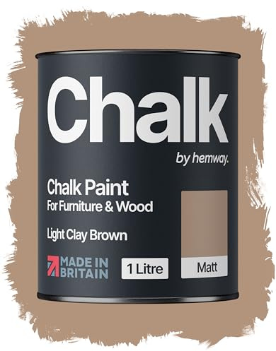Hemway Chalk Paint Light Clay Brown 1L, Matt Finish Shabby Chic | Furniture Paint, Chalk Furniture & Walls, Quick Dry & 1 Coat