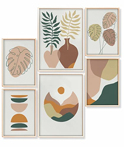 Heimlich - Ensemble d'affiches - 2 sur A3 / 30x42 cm + 4 sur A4 / 21x30 cm - Affiches premium - Impressions sans cadre - Style moderne - Monstera Palms Abstract